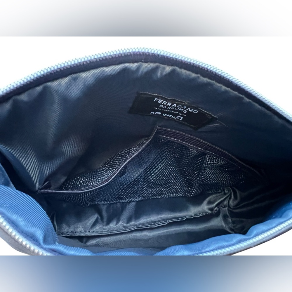 Salvatore Ferragamo Parfums Navy Blue Leather Cosmetic Zip Pouch - Picture 7 of 7